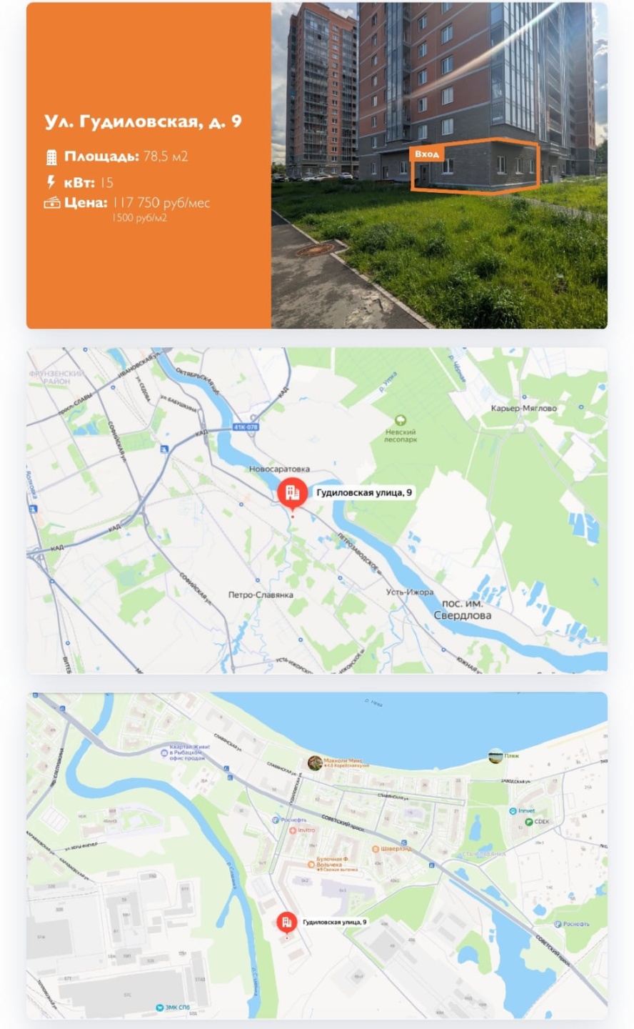 Сдам помещение Гудировская 9 
Площадь 78 кв м 
Электроэнергия 15 кВт 
